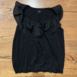 Loft black sleeveless shirt with ruffle medium